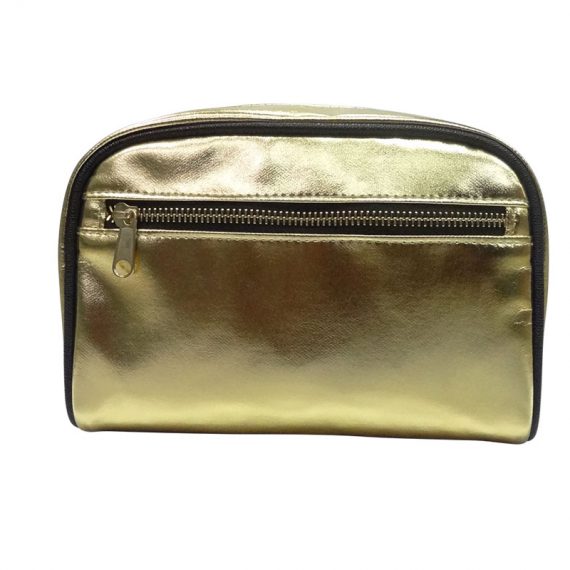 Cosmetic zipper pouch in shiny gold