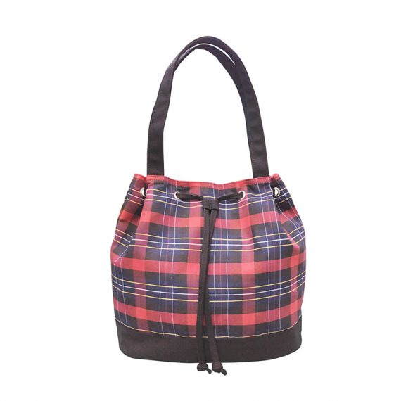 Drawstring Tote in plaid