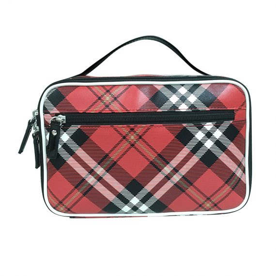 Square Shape Plaid Cosmetic Bag