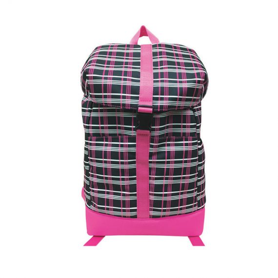 Plaid backpack with flap closure