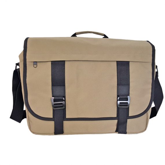 Men messenger bag with flap in sand color