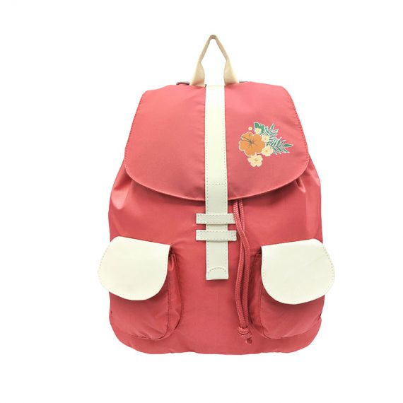 Girl Backpack in Pink & Beige with flap