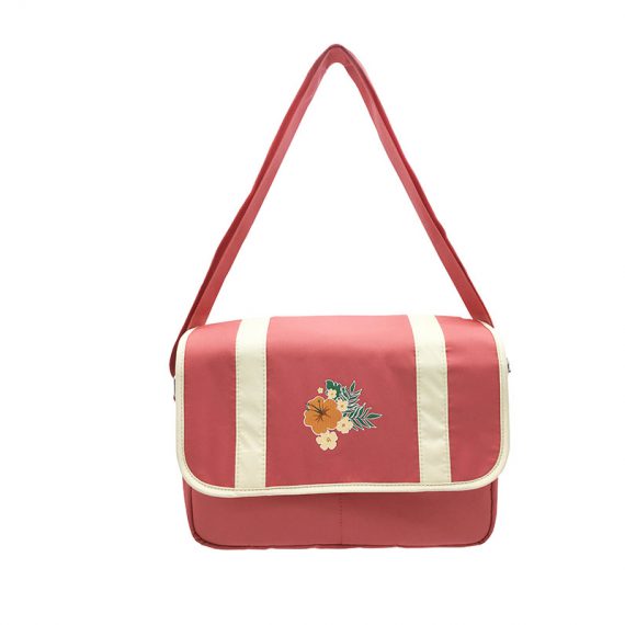 Shoulder bag with flap & a Hawaii flower print