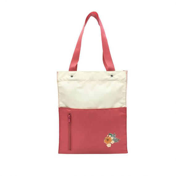 Girls Tote Bag in Pink & Beige