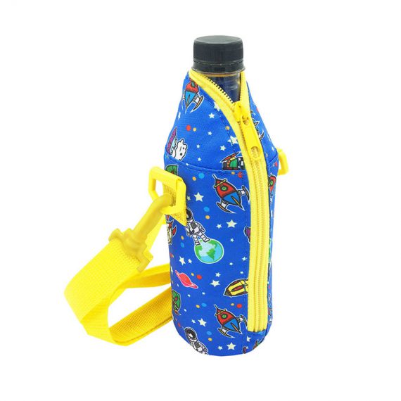 Children water bottle holder with spaceship print