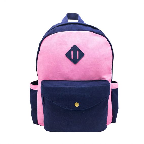 Canvas backpack in pink & dark blue