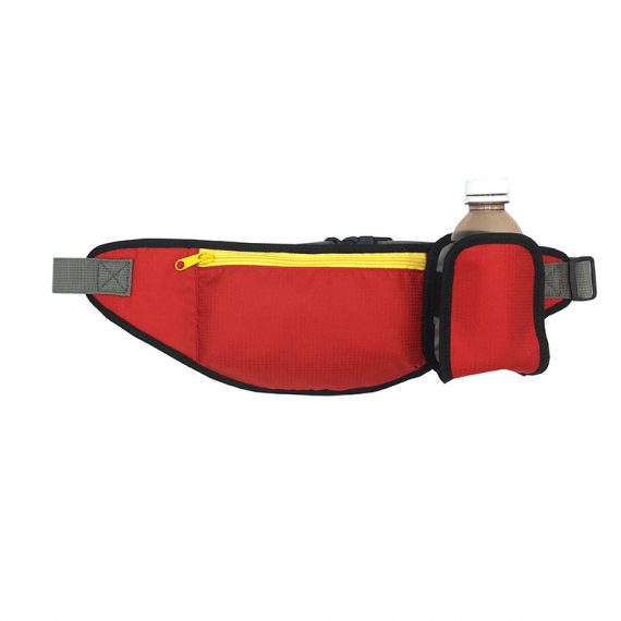 Sporty waist bag with small water bottle holder in red