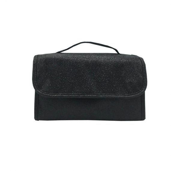 Rollup Makeup Bag in Black Front