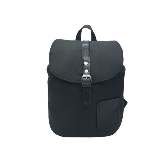 Mini Black Backpack with Soft Material Front