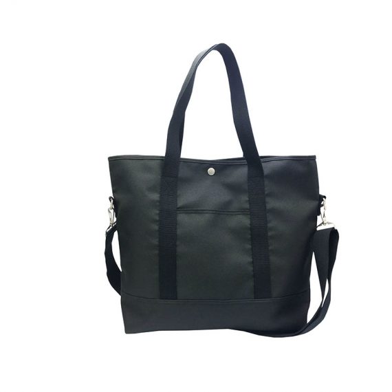 Long Shoulder Strap Tote Bag in Black Front