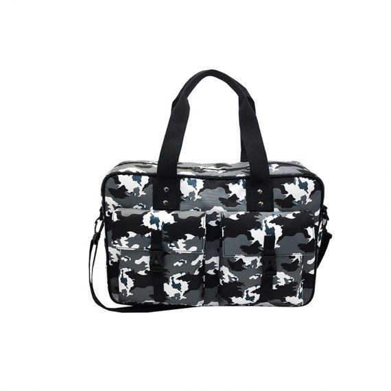 Camo Weekender Bag in Black White Grey front