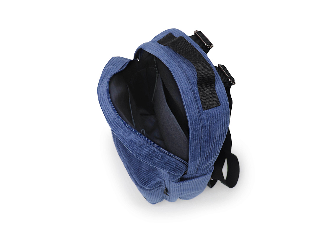 Corduroy small backpack - 21016 - blue Open