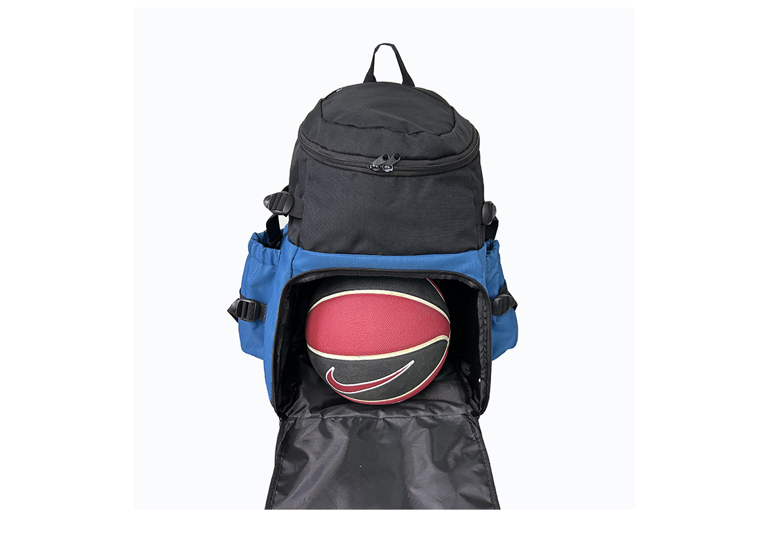 ball backpack - 23004 - blue black ball pocket open 1