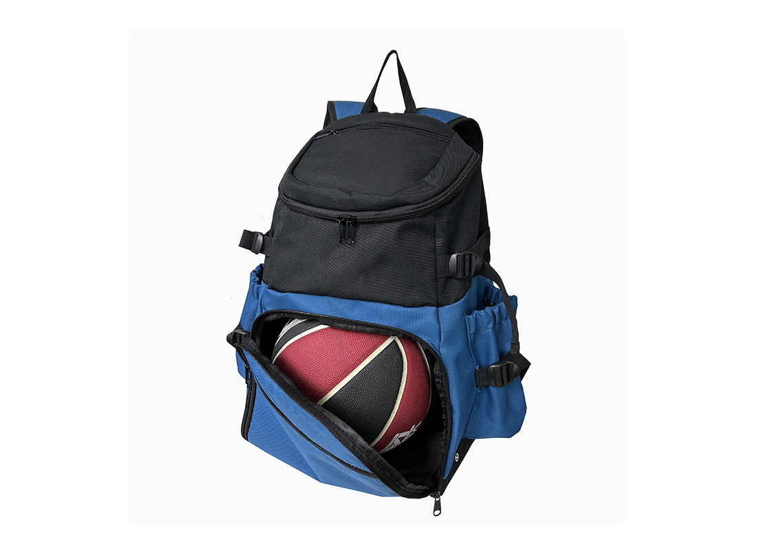 ball backpack - 23004 - blue black ball pocket open